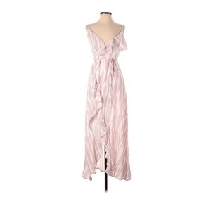 A. Peach Elegant Pink and White Maxi Dress